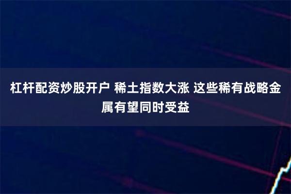 杠杆配资炒股开户 稀土指数大涨 这些稀有战略金属有望同时受益